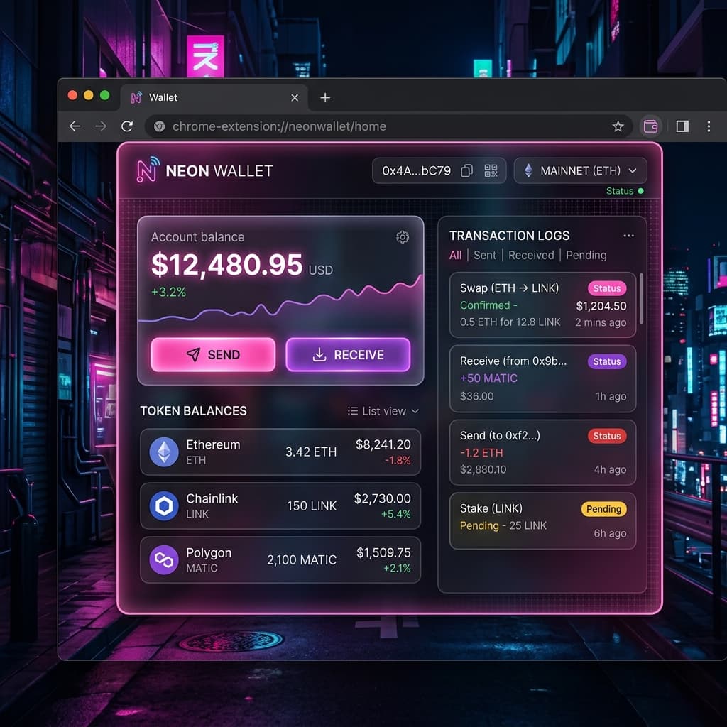 CryptoVault Secure Wallet Interface mockup